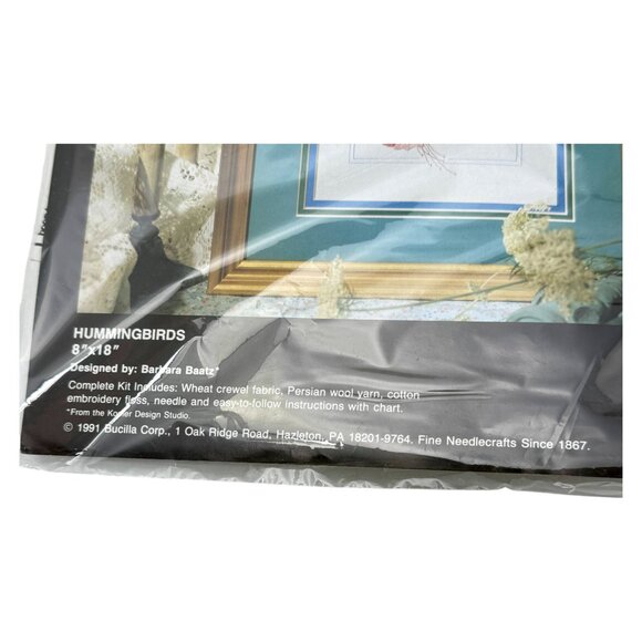 Bucilla  Needlepoint Crewel Kit Hummingbirds 8 x 18 Vintage New 1991 - Picture 3 of 4